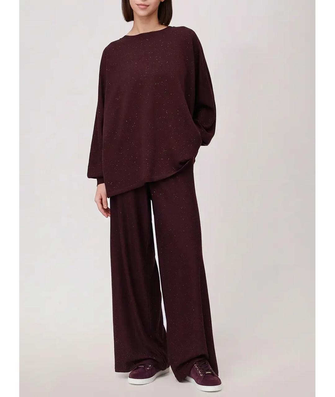 PANICALE Бордовый шерстяной костюм с брюками, фото 2