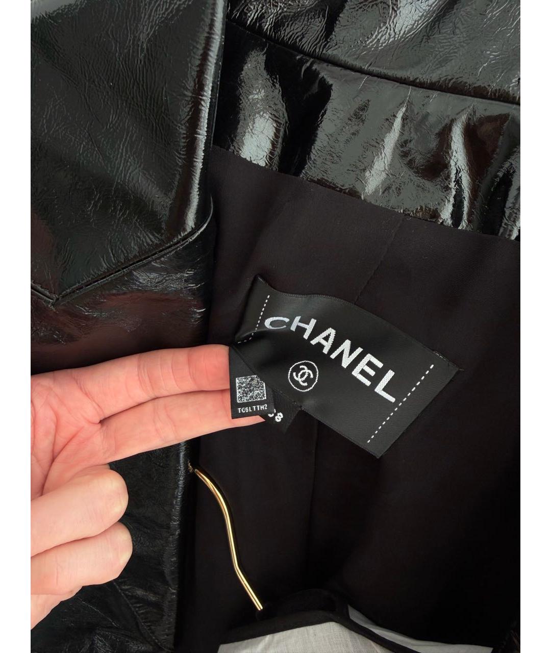 CHANEL Черный кожаный тренч/плащ, фото 5