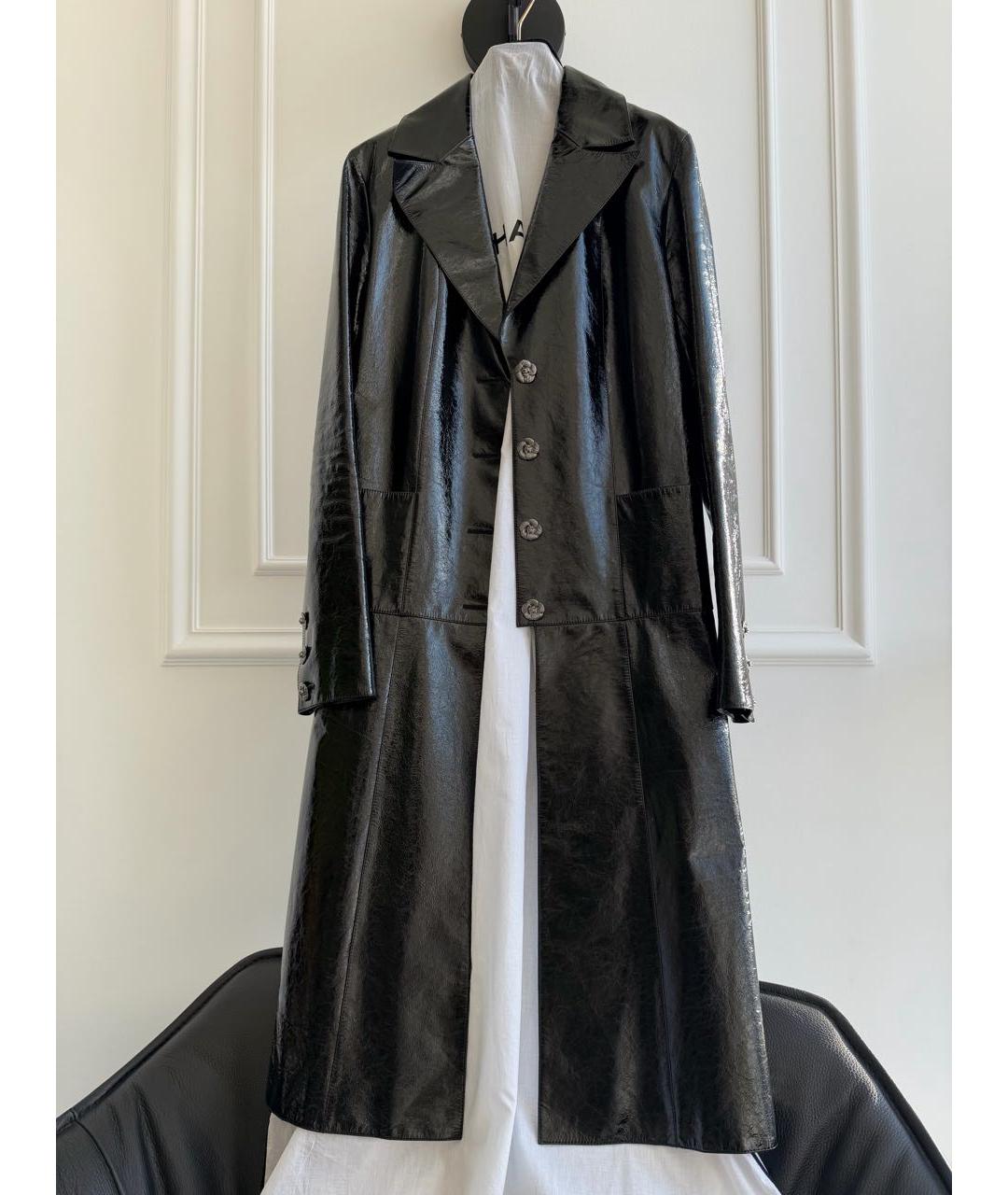 CHANEL Черный кожаный тренч/плащ, фото 8