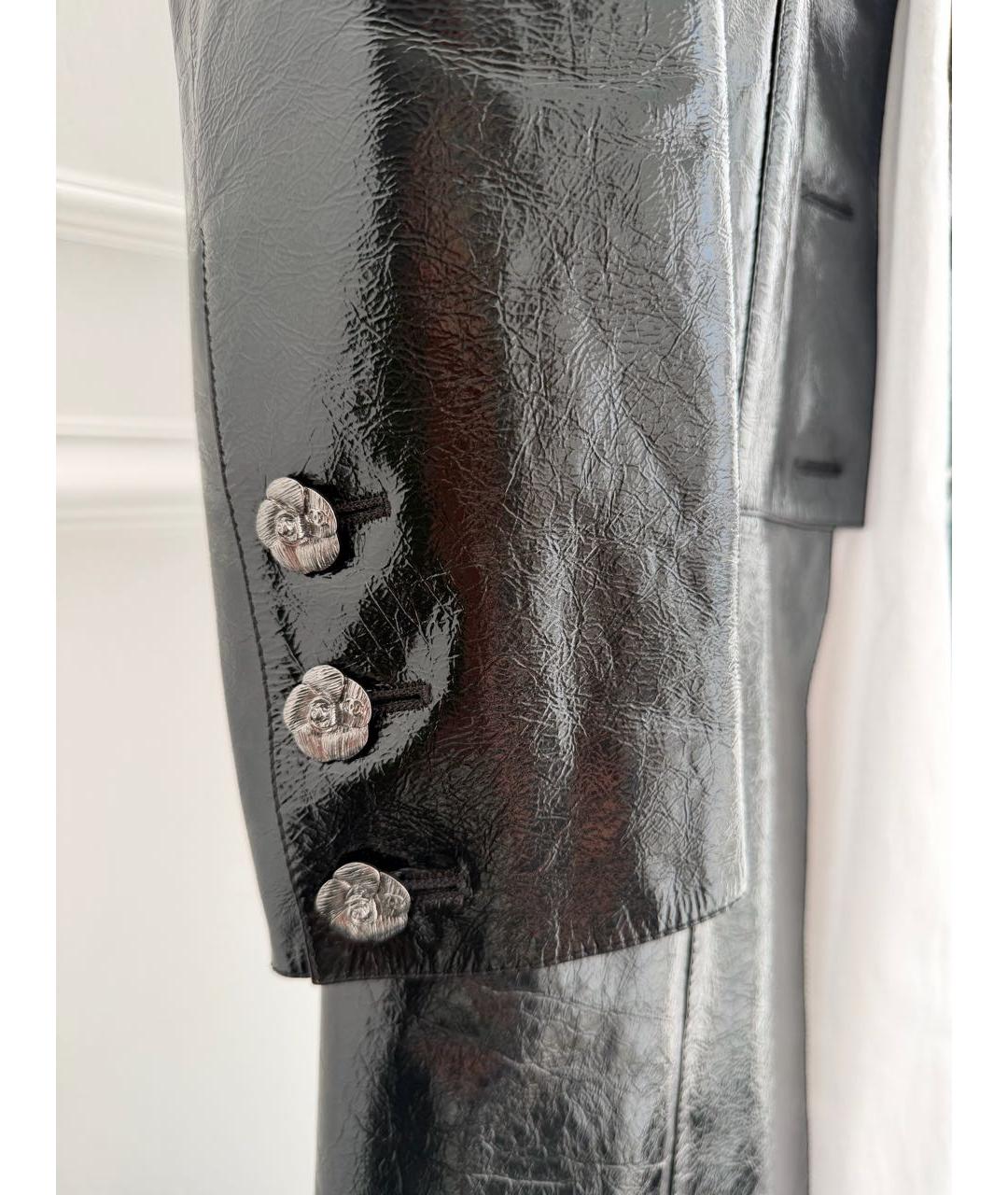 CHANEL Черный кожаный тренч/плащ, фото 4