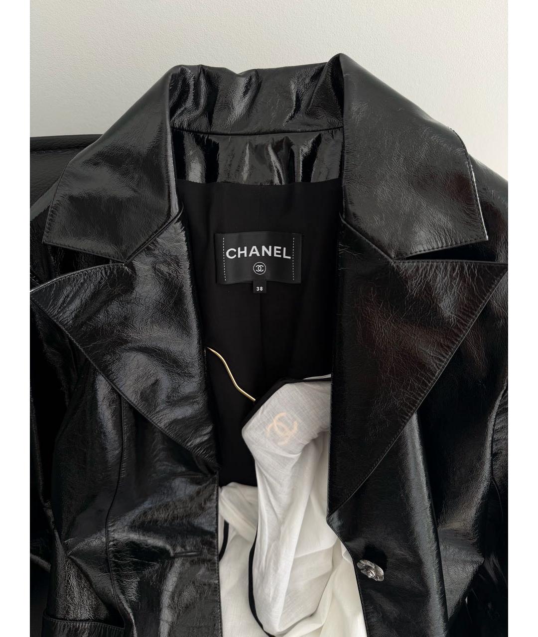 CHANEL Черный кожаный тренч/плащ, фото 3