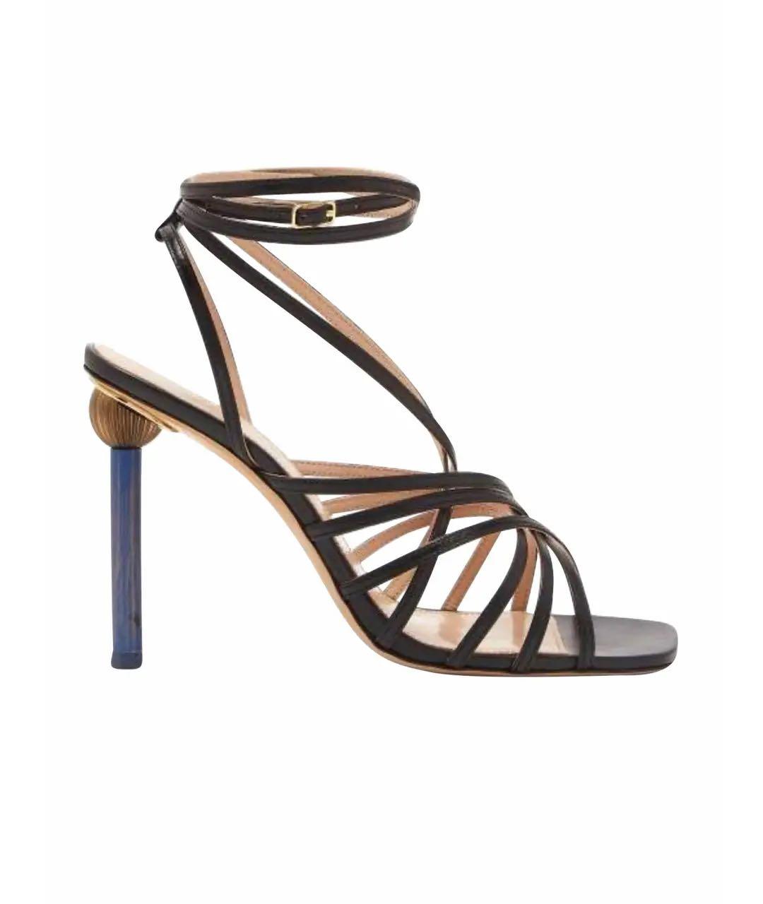 JACQUEMUS Черные кожаные босоножки, фото 1