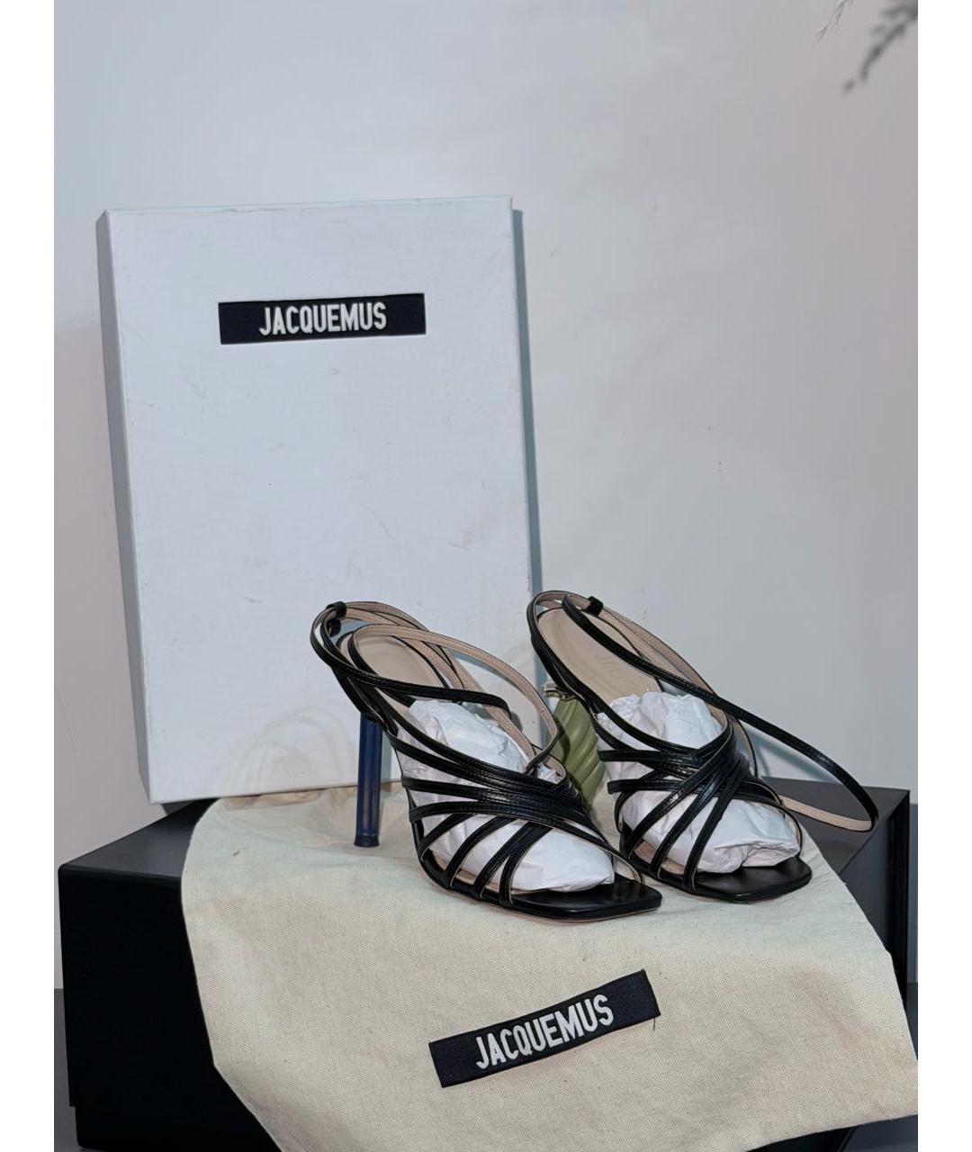 JACQUEMUS Черные кожаные босоножки, фото 3