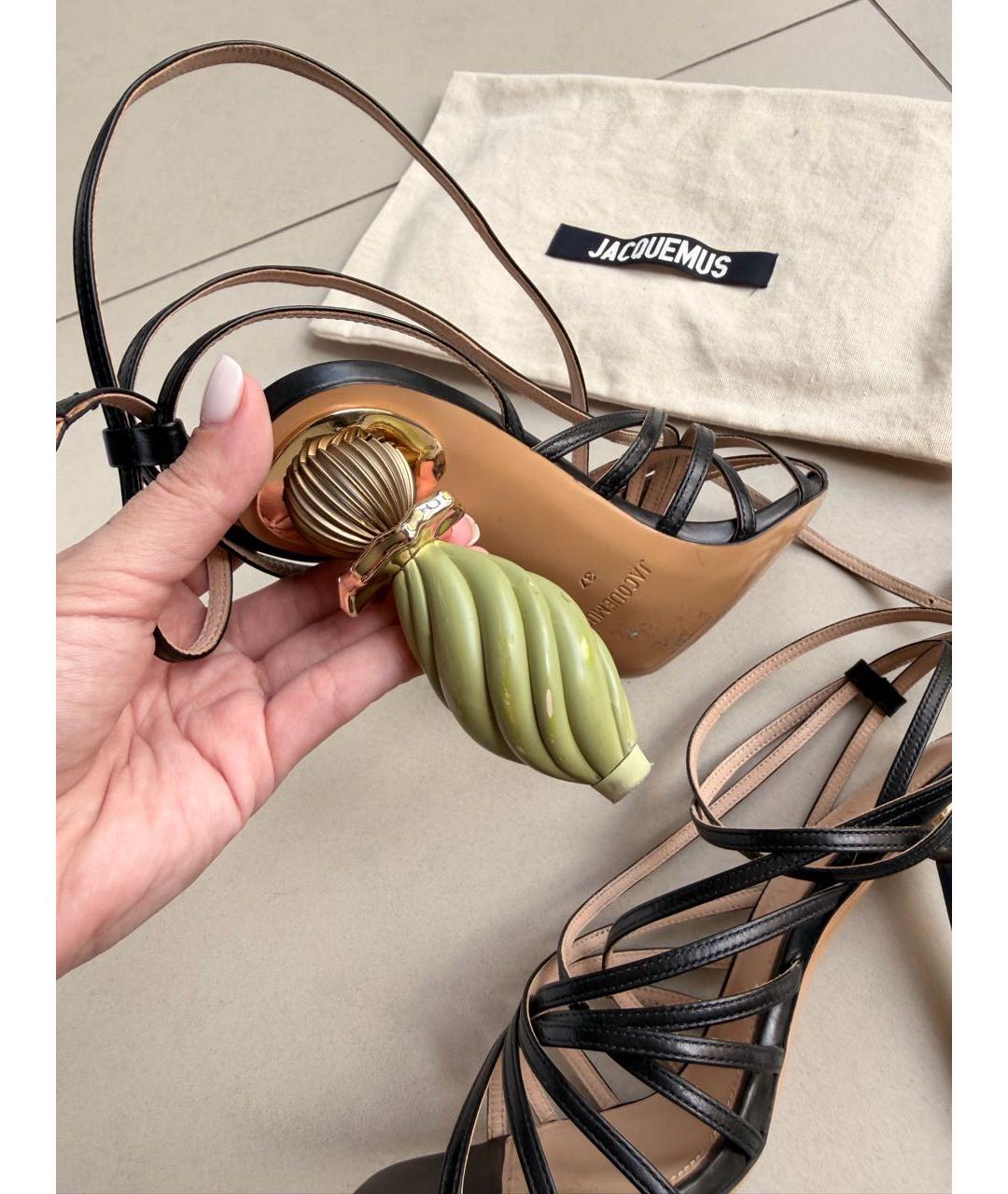 JACQUEMUS Черные кожаные босоножки, фото 7