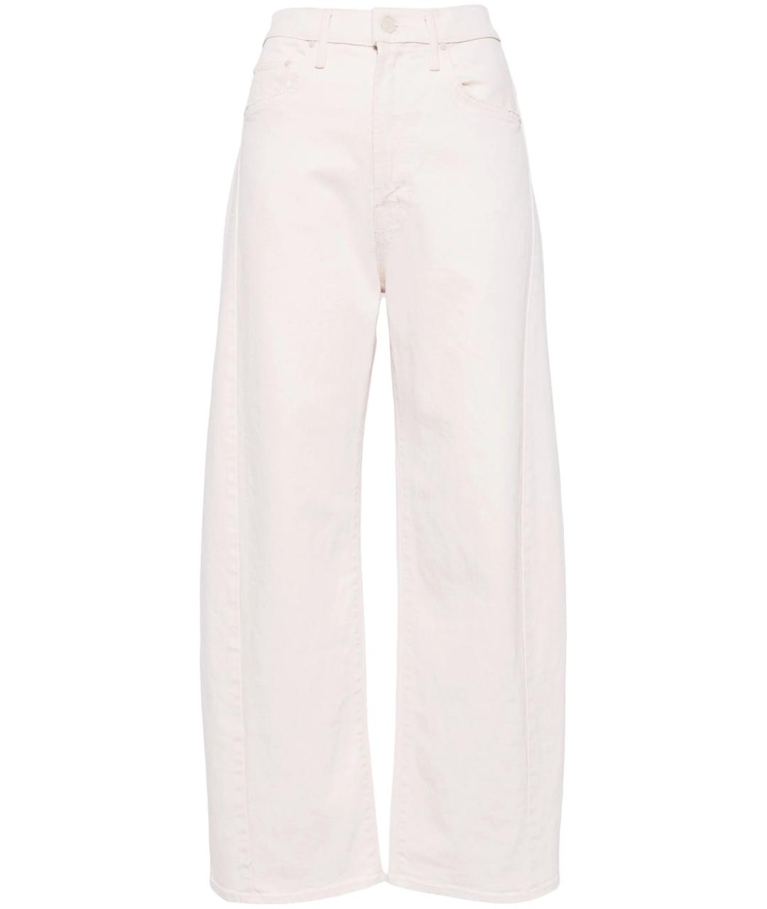 MOTHER Белые хлопко-эластановые прямые джинсы, фото 1