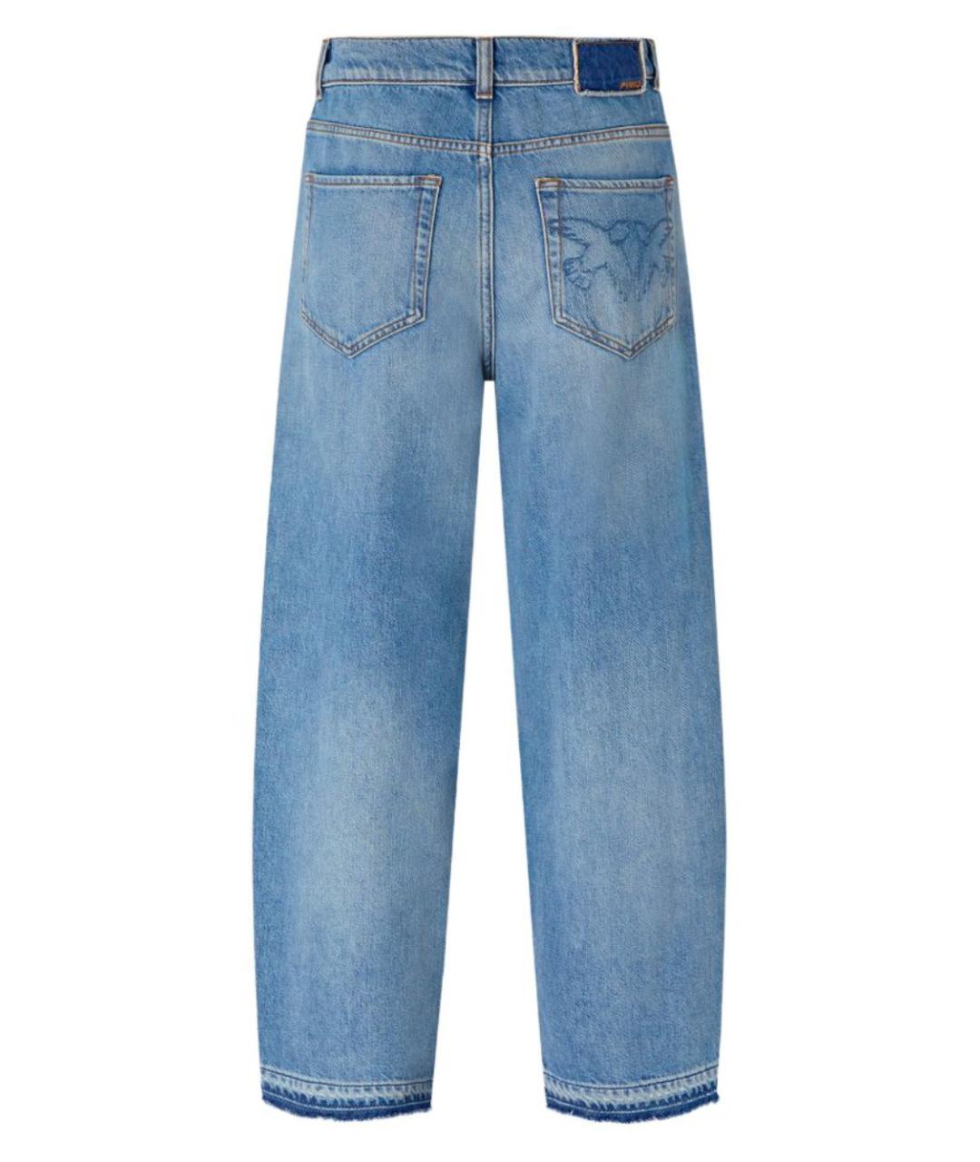PINKO Голубые хлопковые прямые джинсы, фото 3