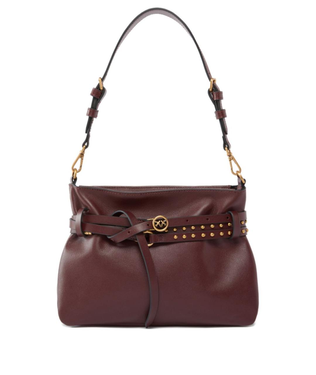 PINKO Бордовая кожаная сумка через плечо, фото 1