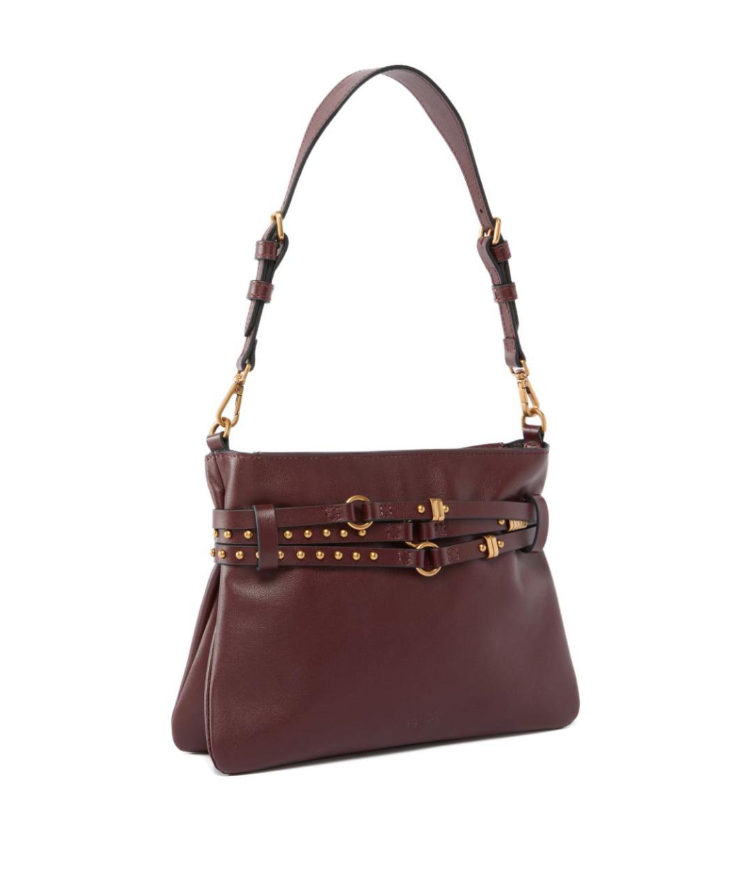 PINKO Бордовая кожаная сумка через плечо, фото 2