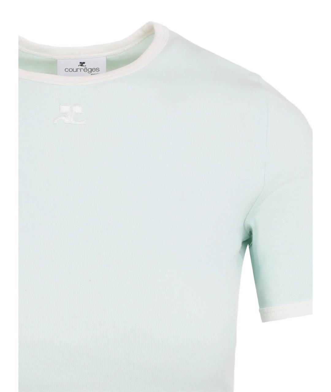 COURREGES Голубая хлопковая футболка, фото 2