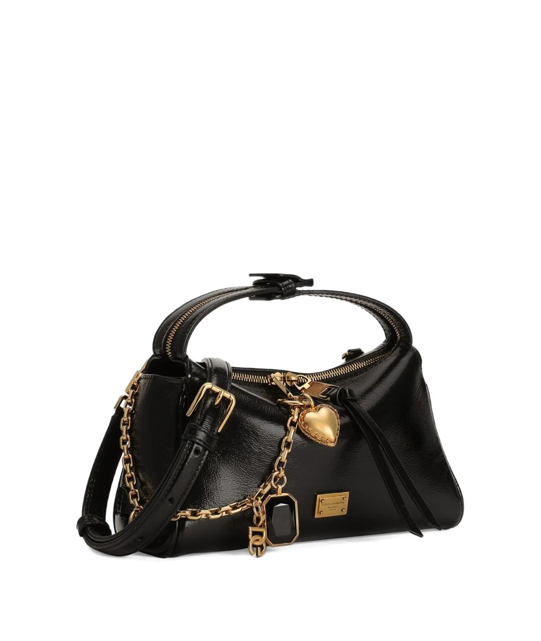 DOLCE&GABBANA Черная кожаная сумка с короткими ручками, фото 2