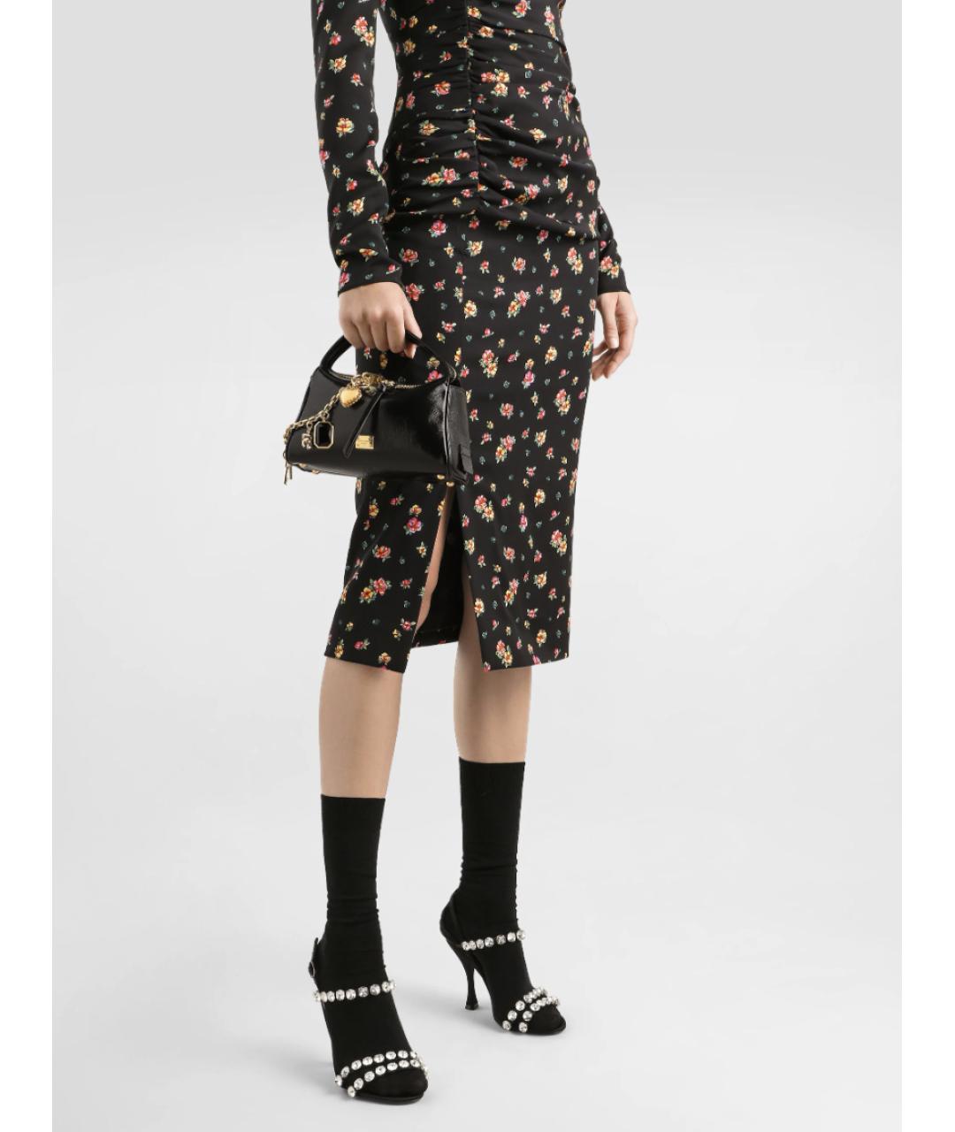 DOLCE&GABBANA Черная кожаная сумка с короткими ручками, фото 5