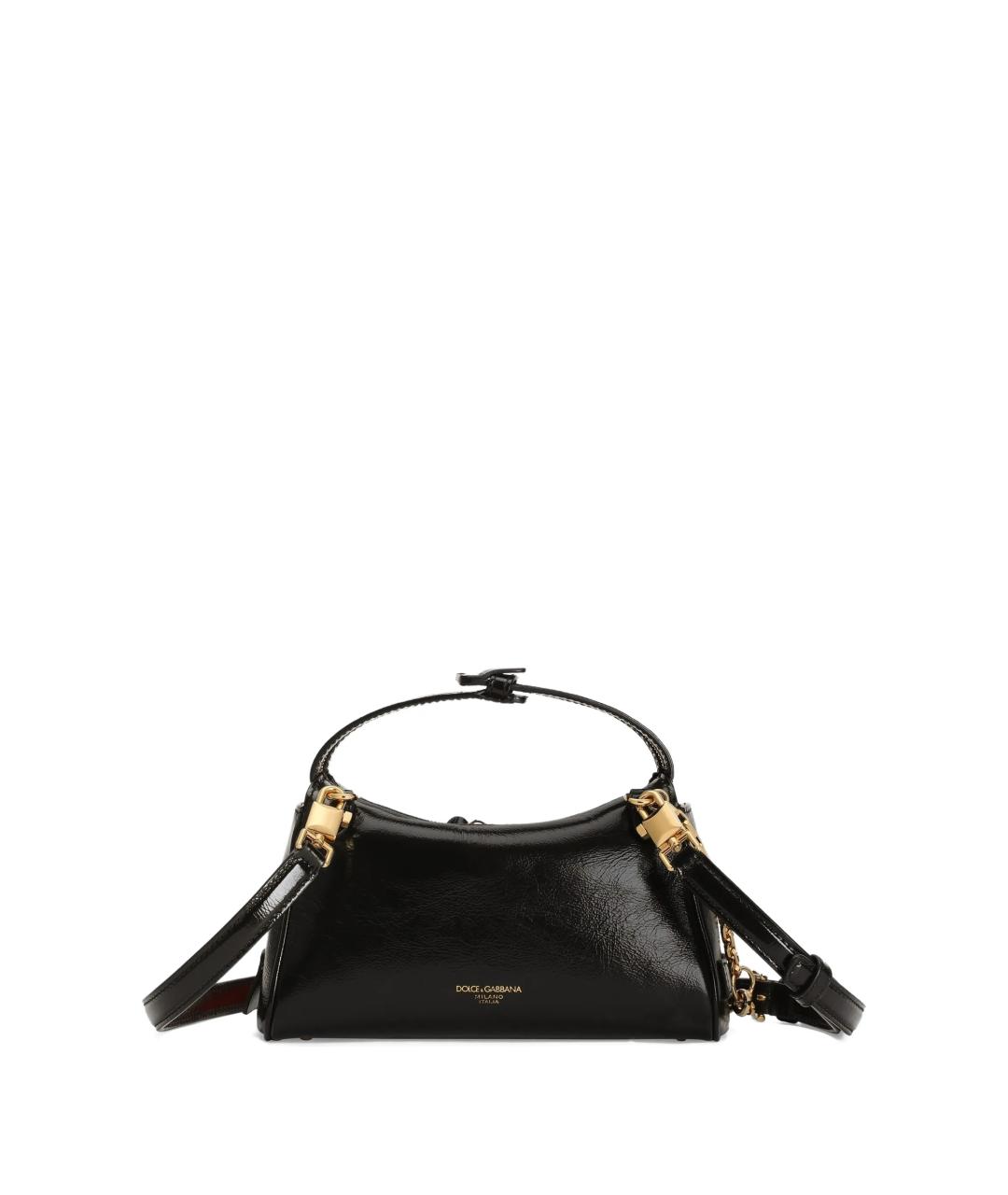 DOLCE&GABBANA Черная кожаная сумка с короткими ручками, фото 3