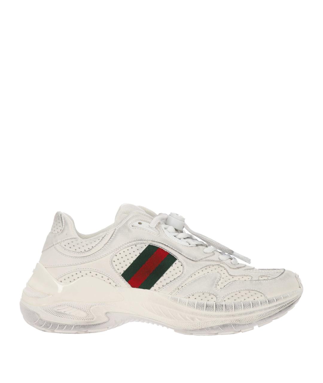 GUCCI Белые кожаные кроссовки, фото 1