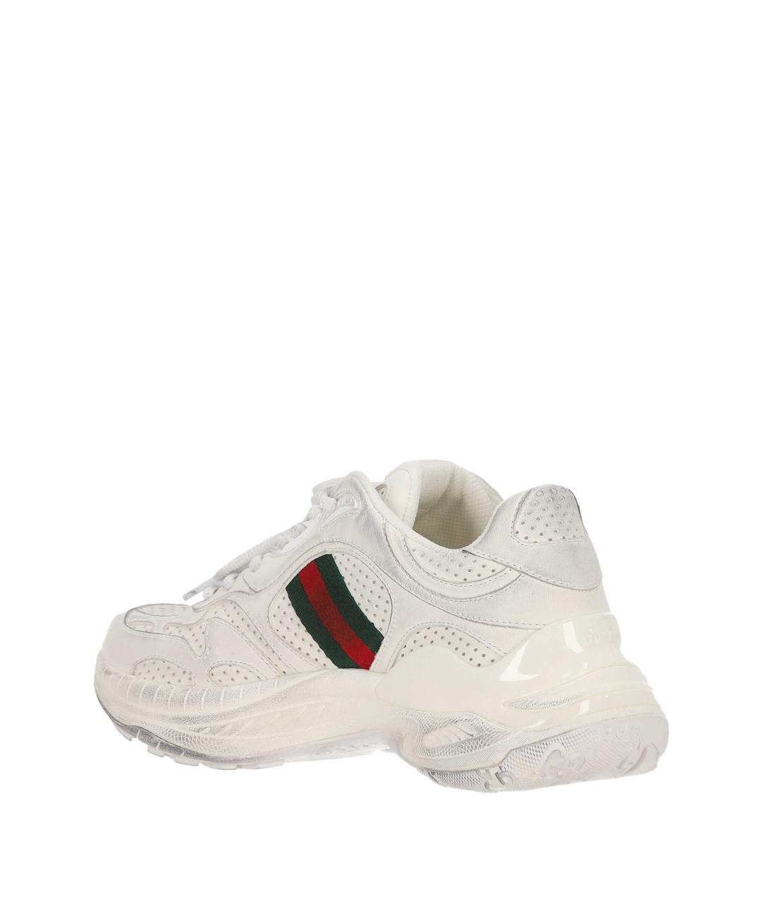 GUCCI Белые кожаные кроссовки, фото 3