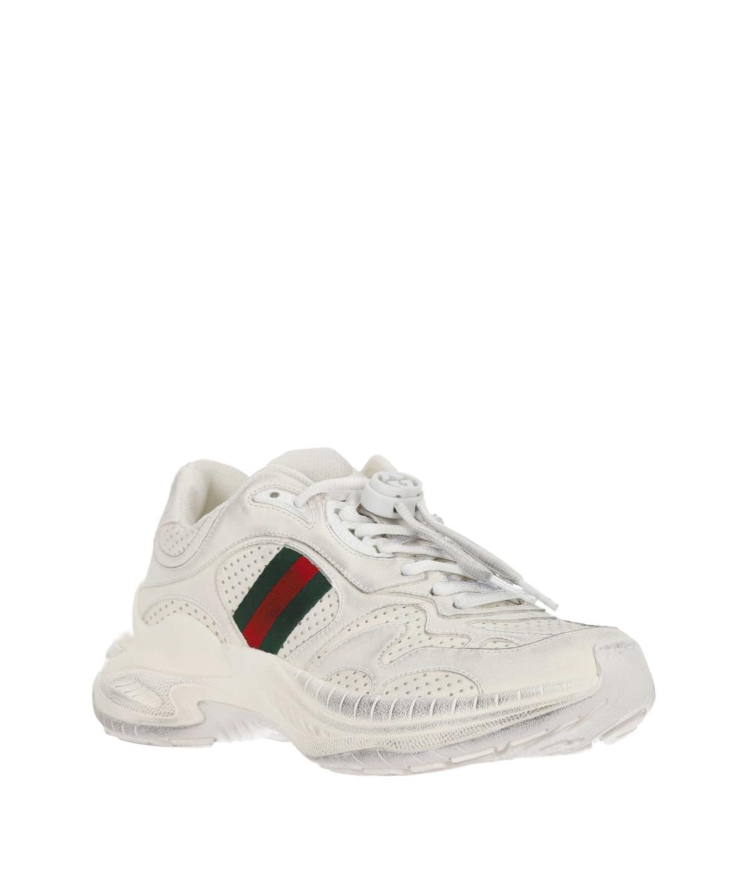 GUCCI Белые кожаные кроссовки, фото 2