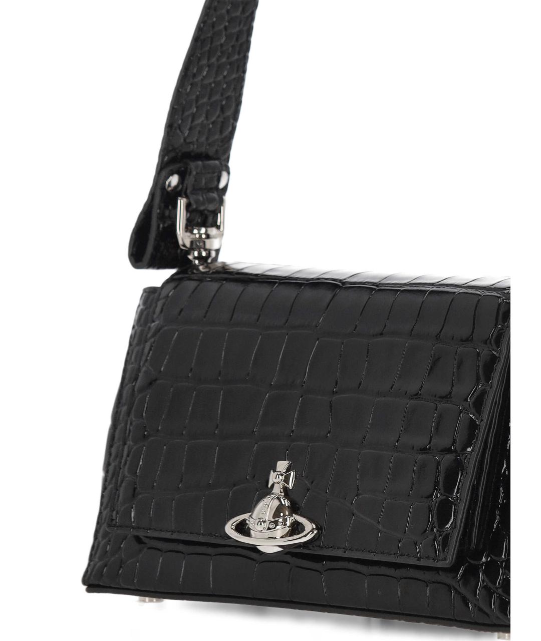 VIVIENNE WESTWOOD Черная кожаная сумка через плечо, фото 4