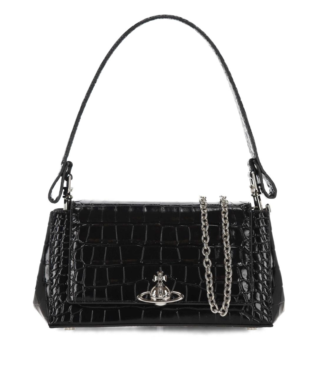 VIVIENNE WESTWOOD Черная кожаная сумка через плечо, фото 1