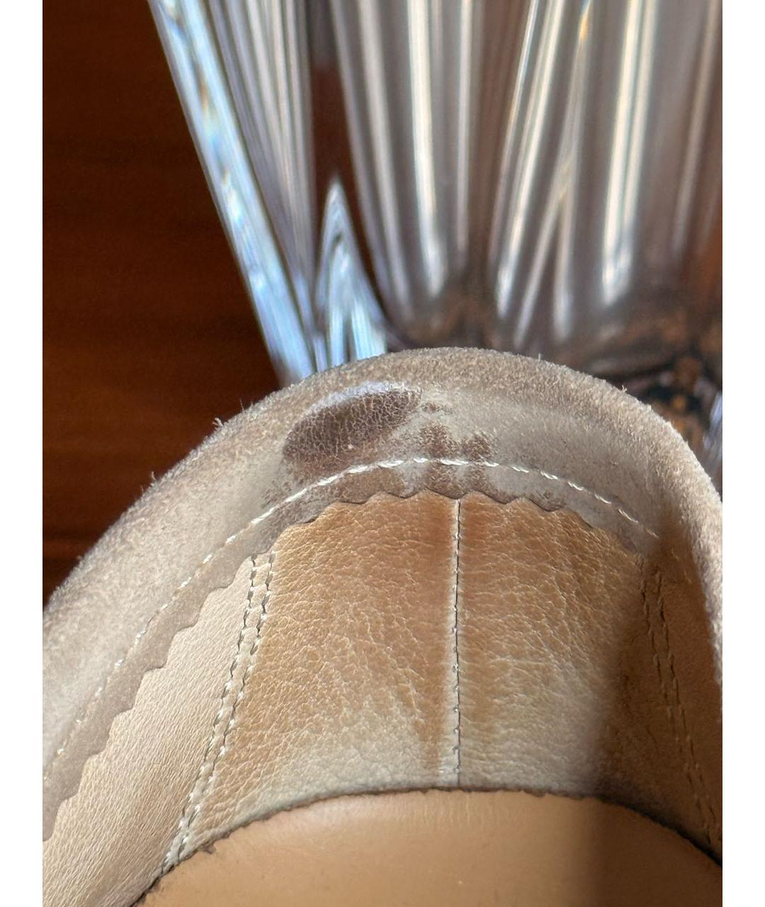 LORO PIANA Бежевые замшевые лоферы, фото 7