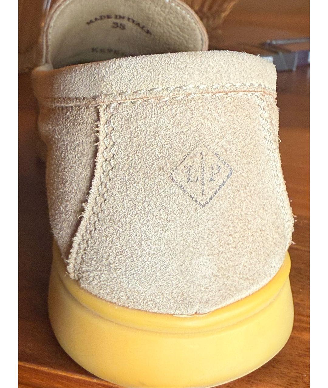 LORO PIANA Бежевые замшевые лоферы, фото 6