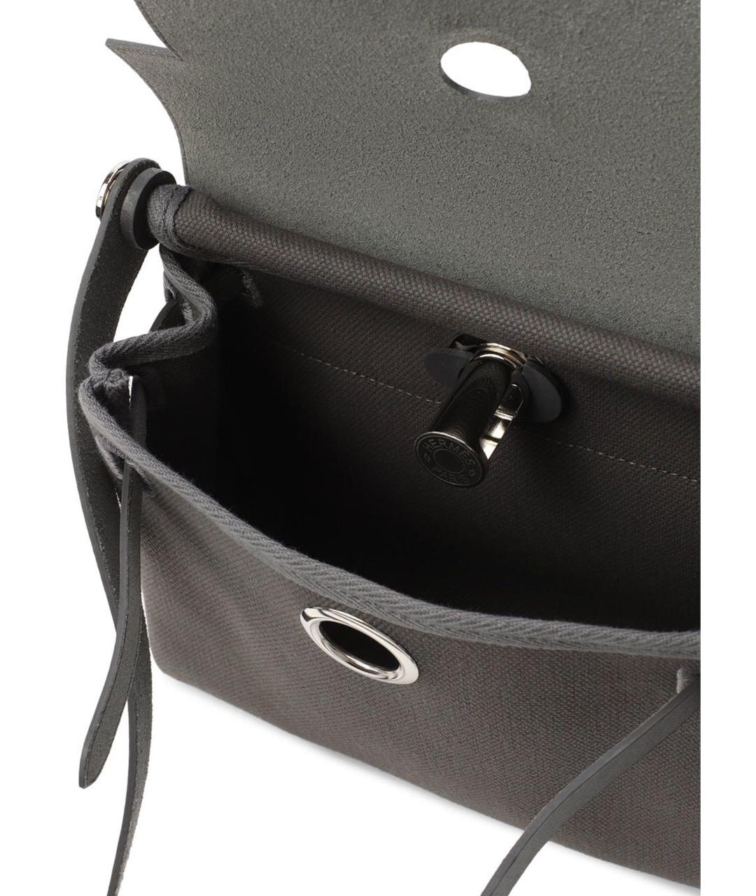 HERMES Серая тканевая сумка через плечо, фото 4