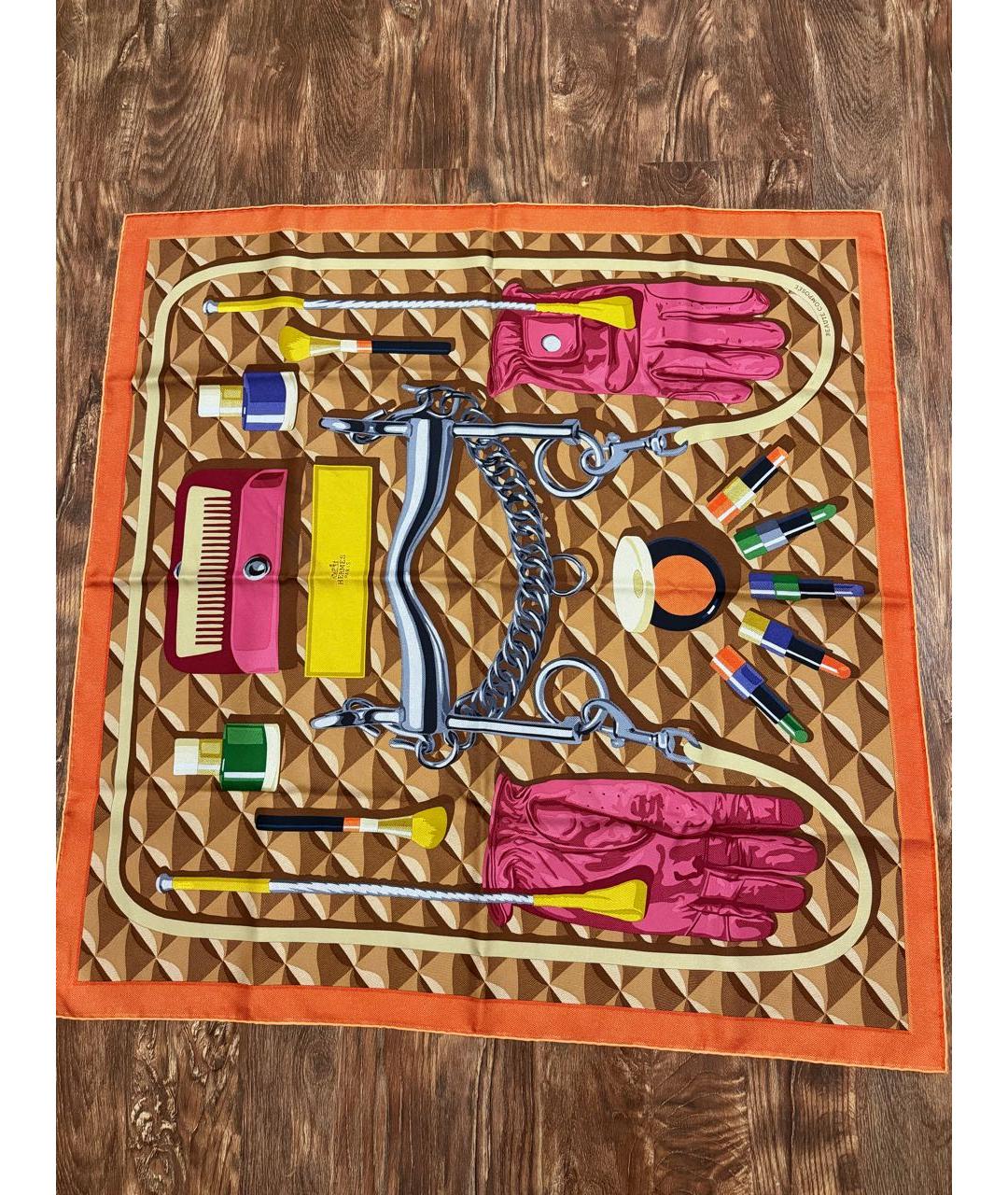 HERMES Мульти шелковый платок, фото 4