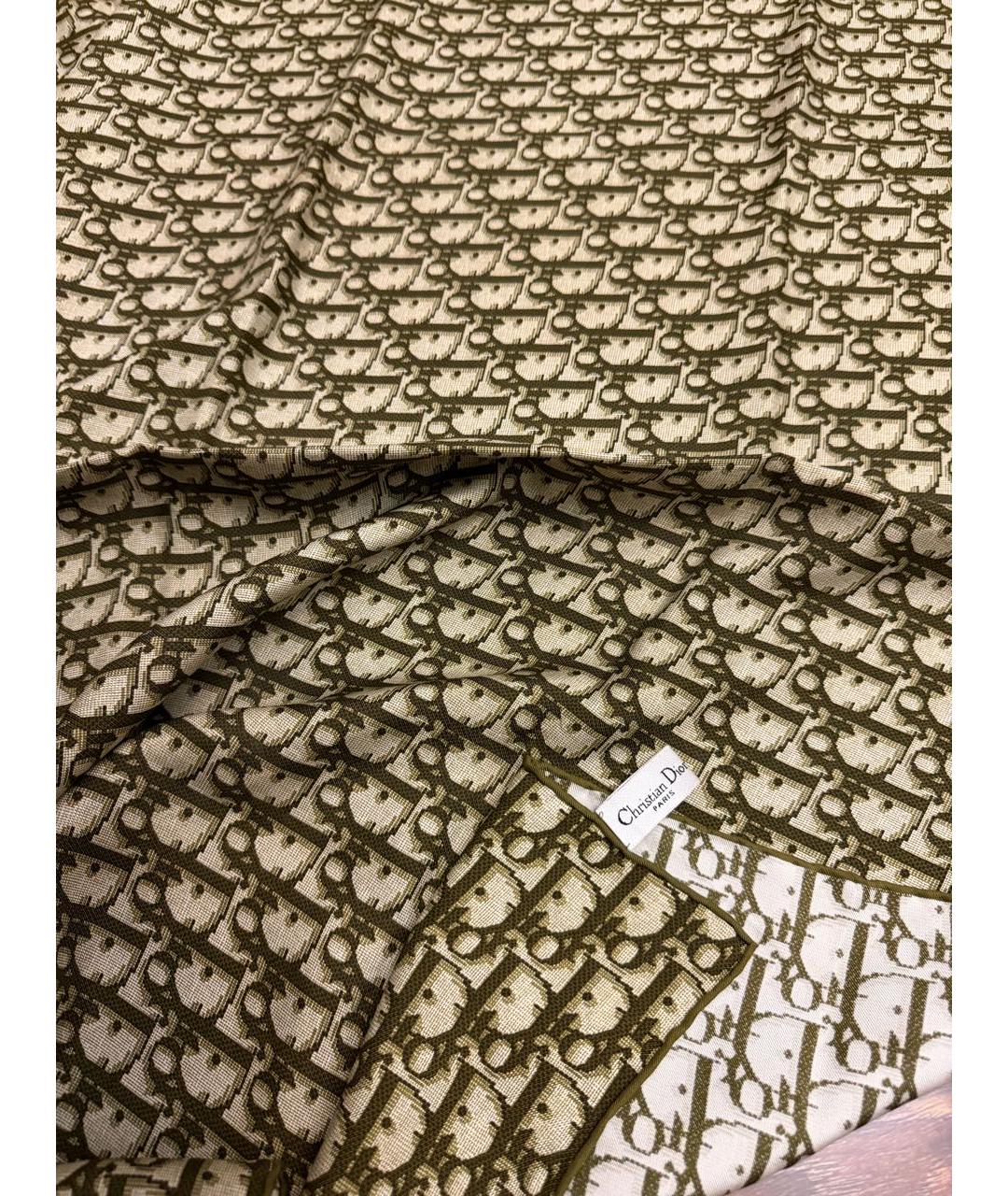 CHRISTIAN DIOR Хаки шелковый платок, фото 3