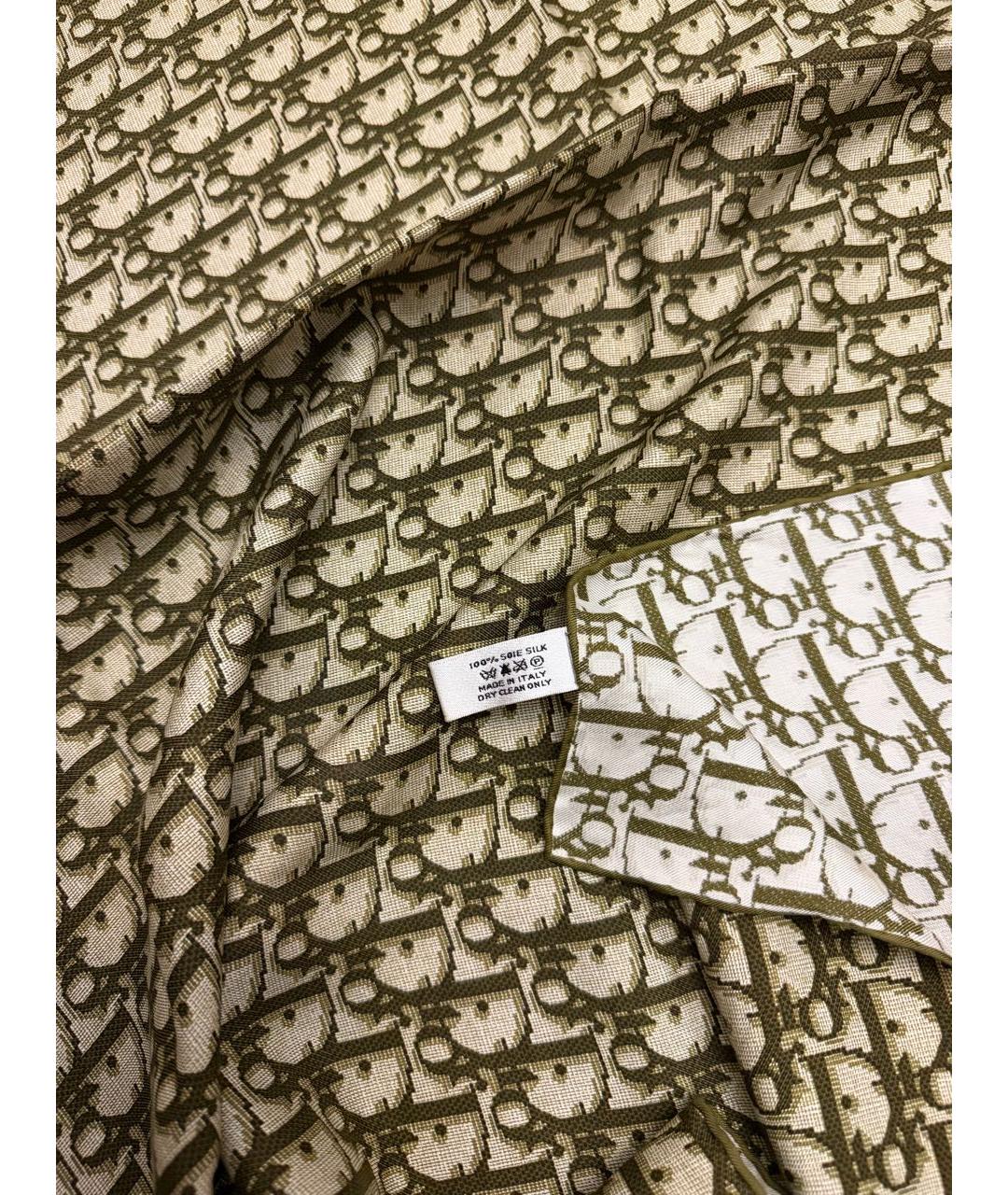 CHRISTIAN DIOR Хаки шелковый платок, фото 4