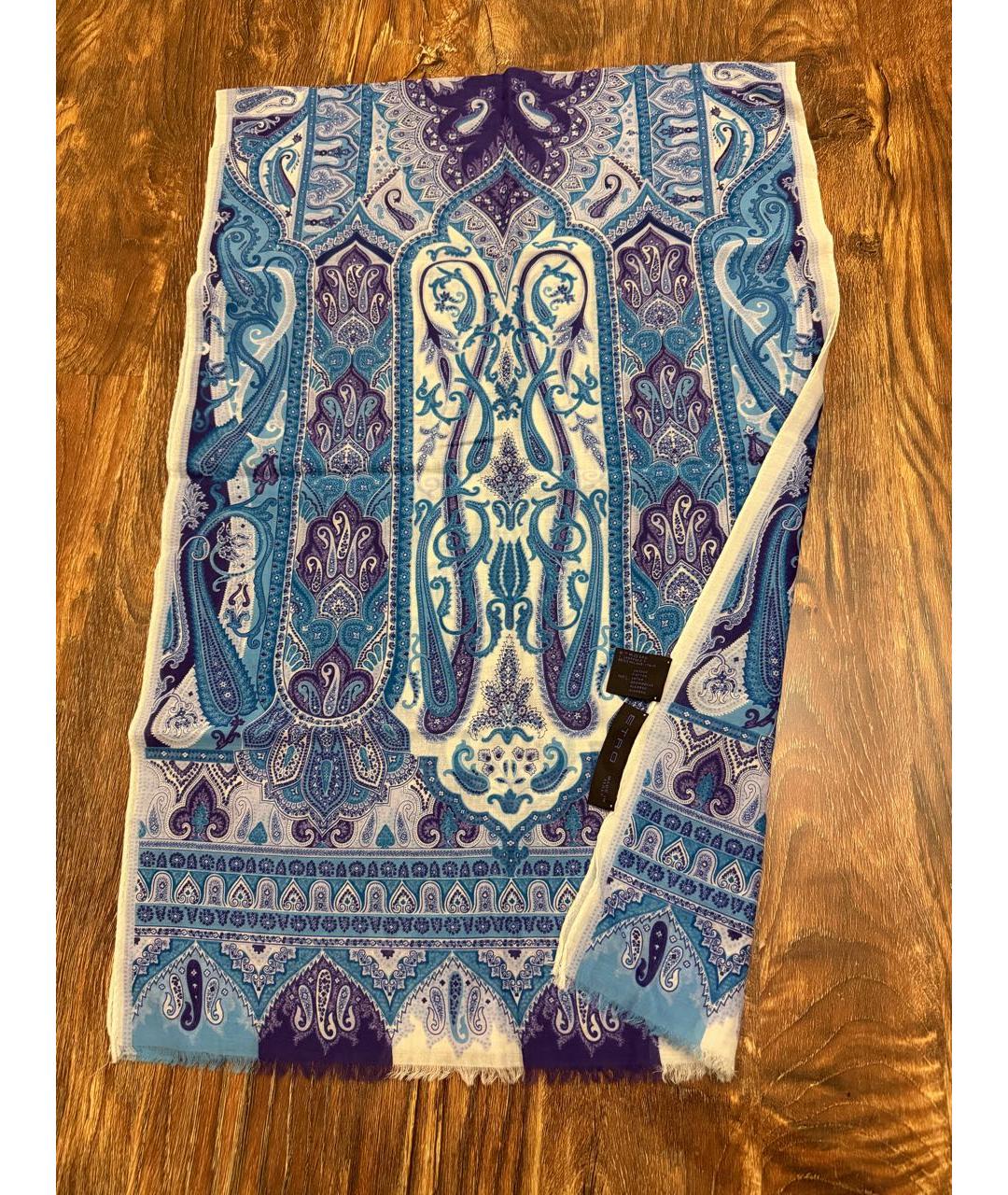 ETRO Голубой хлопковый шарф, фото 2