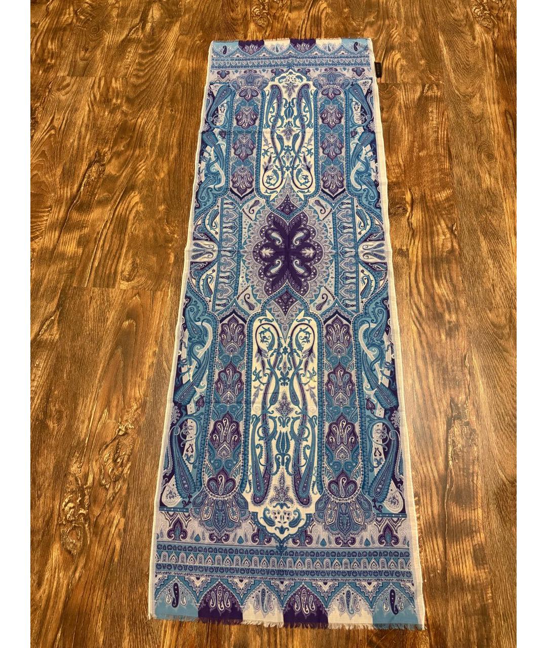 ETRO Голубой хлопковый шарф, фото 4