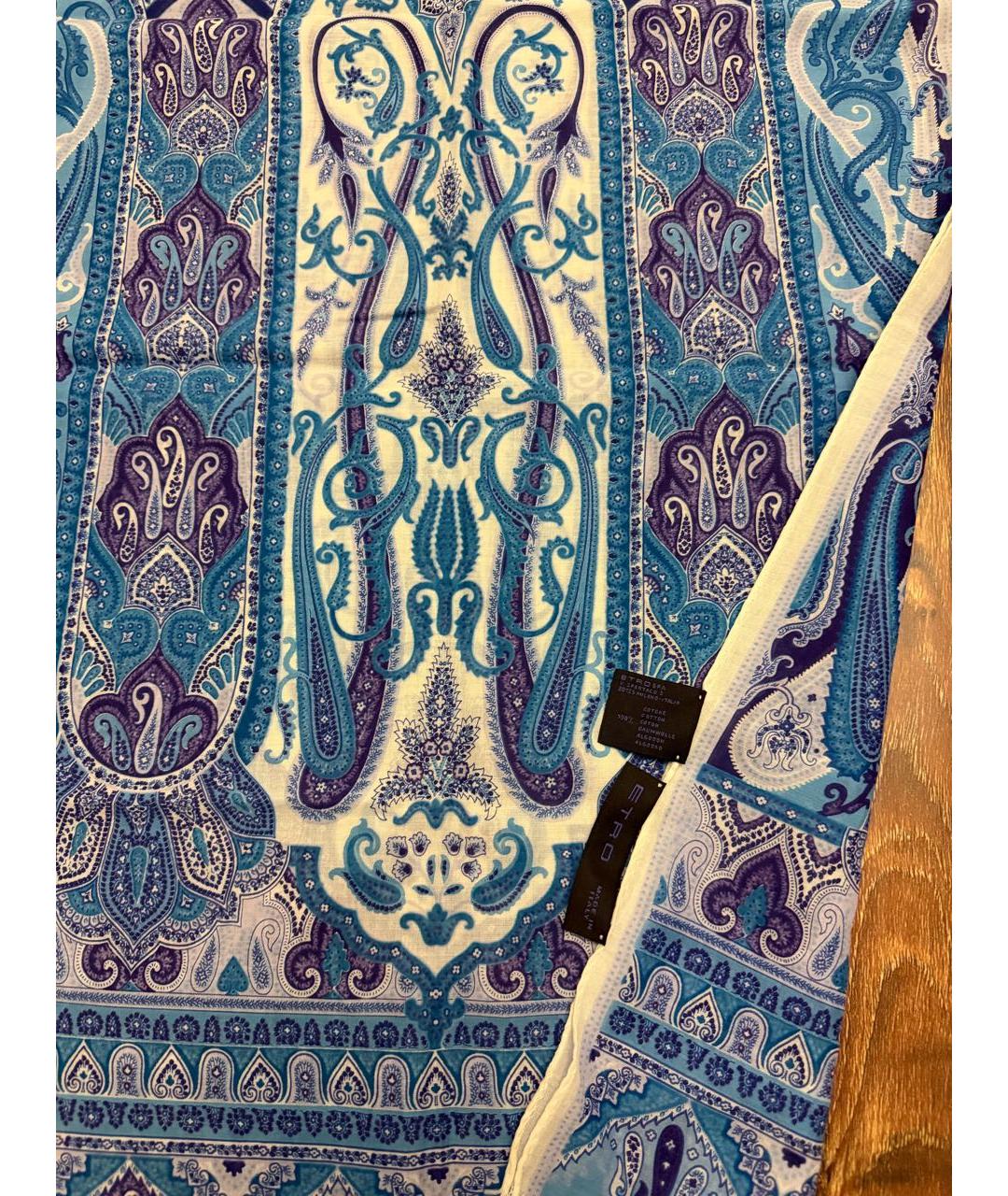 ETRO Голубой хлопковый шарф, фото 3