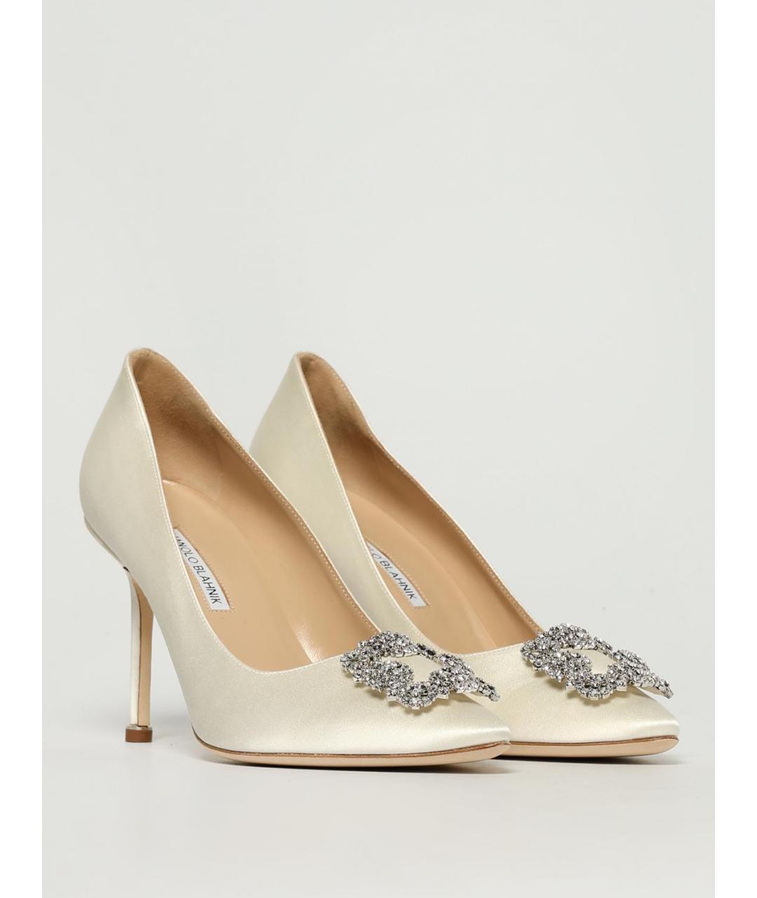 MANOLO BLAHNIK Бежевые текстильные туфли, фото 2