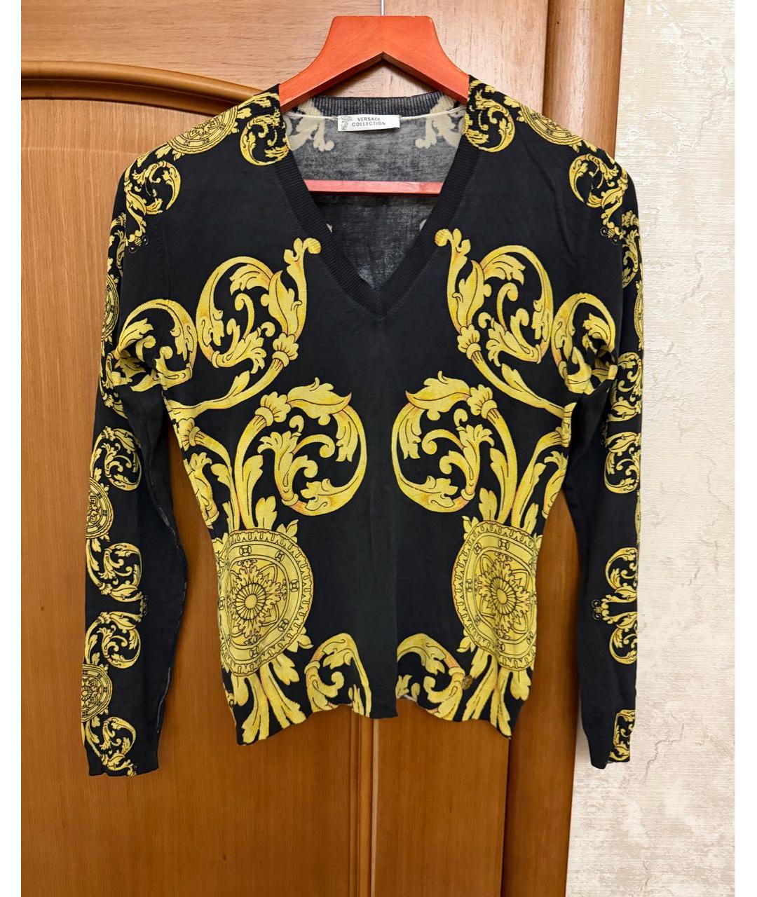 VERSACE COLLECTION Черный хлопко-эластановый джемпер / свитер, фото 5