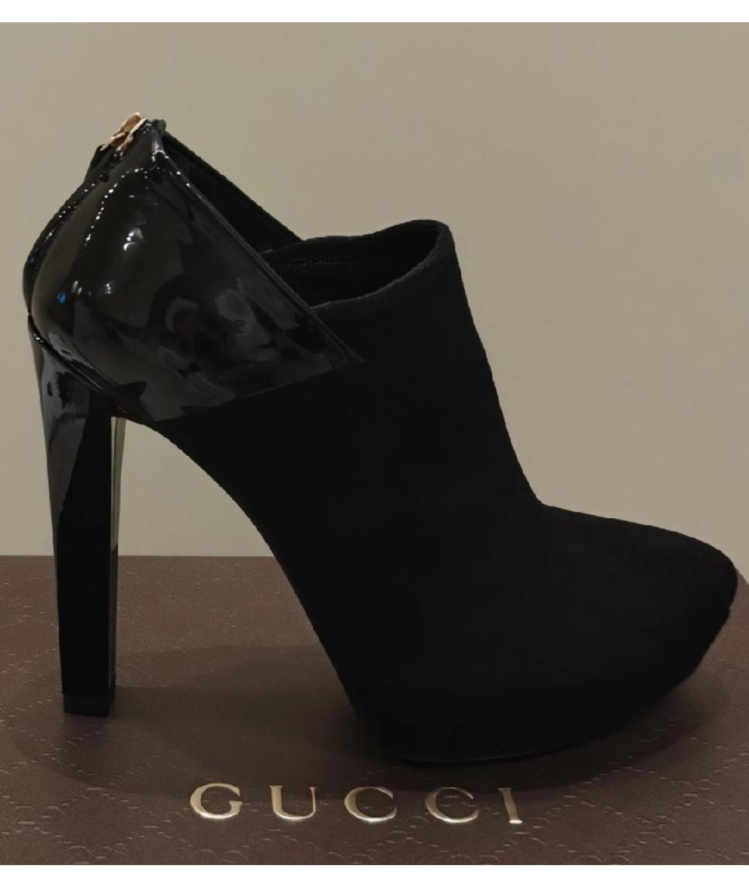 GUCCI Черные кожаные ботильоны, фото 6