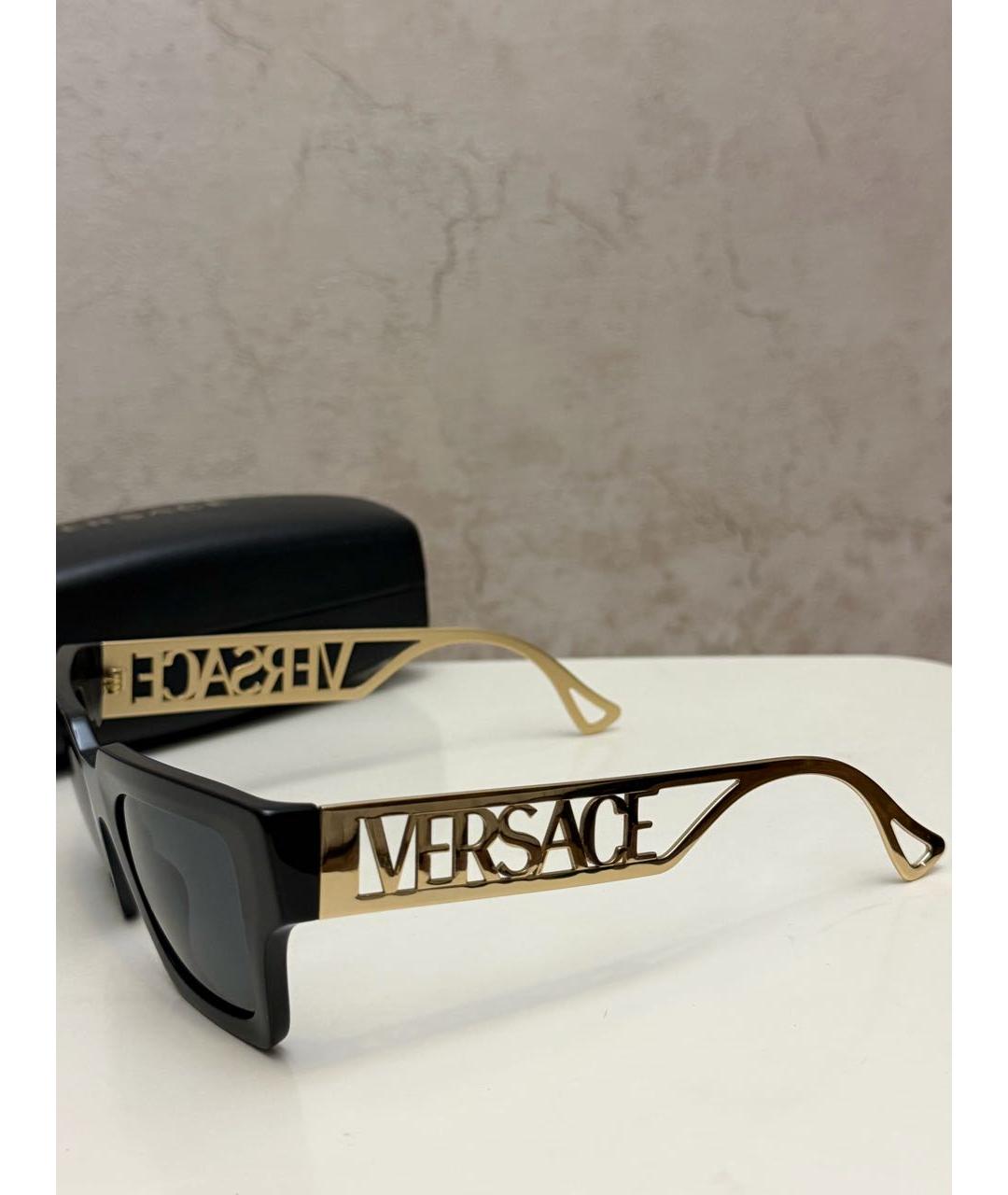 VERSACE Черные пластиковые солнцезащитные очки, фото 4