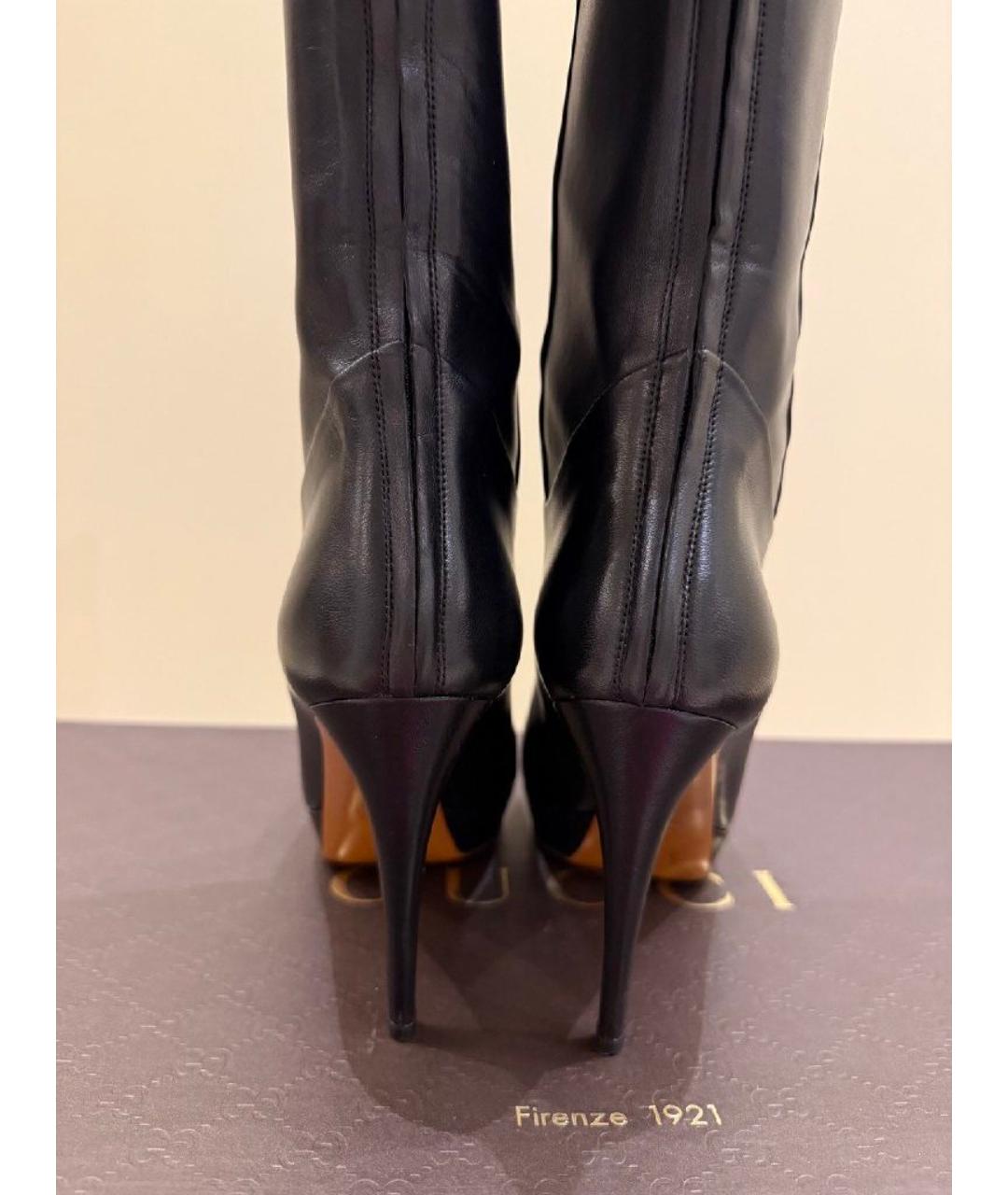 GUCCI Черные кожаные сапоги, фото 4