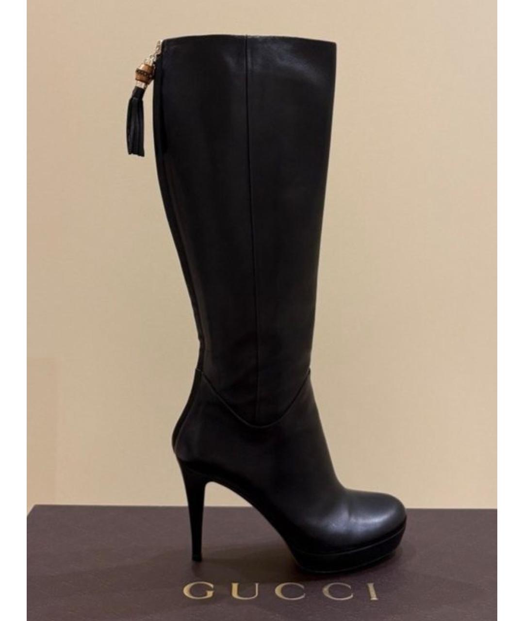 GUCCI Черные кожаные сапоги, фото 8