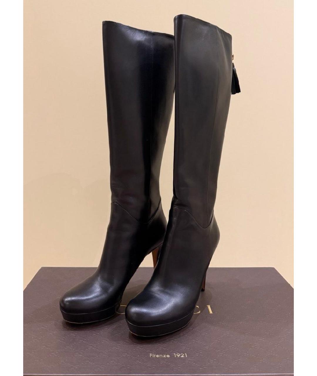 GUCCI Черные кожаные сапоги, фото 2