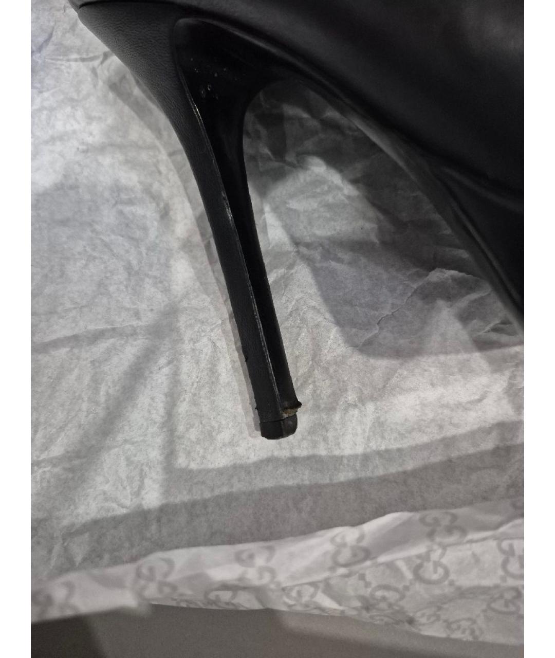 GUCCI Черные кожаные ботфорты, фото 6