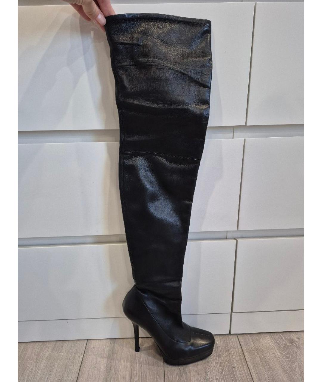 GUCCI Черные кожаные ботфорты, фото 9