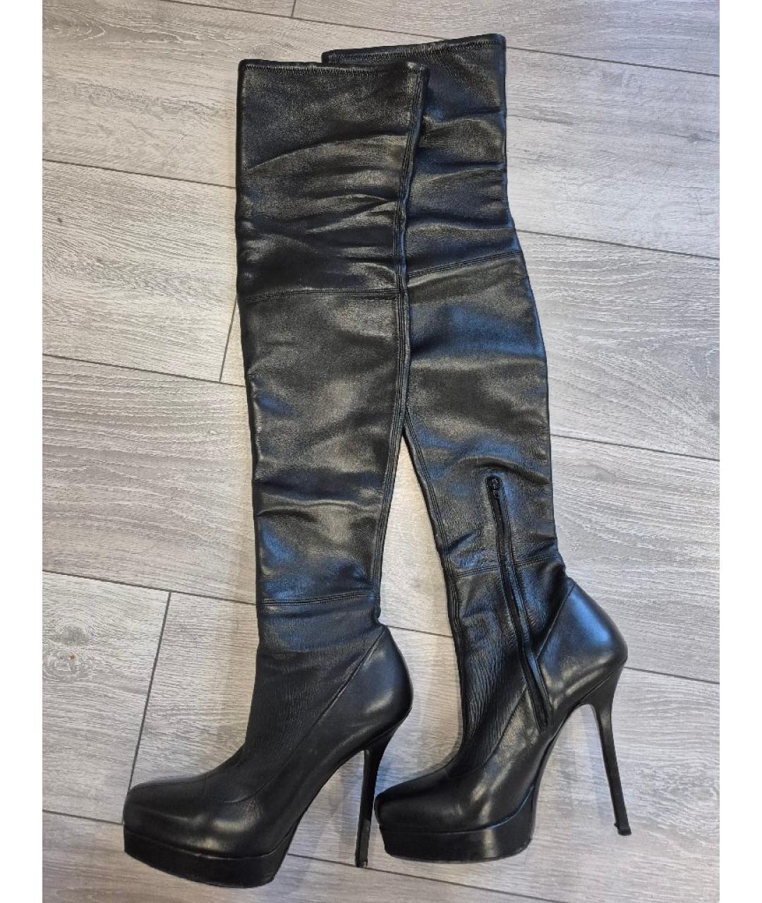 GUCCI Черные кожаные ботфорты, фото 5