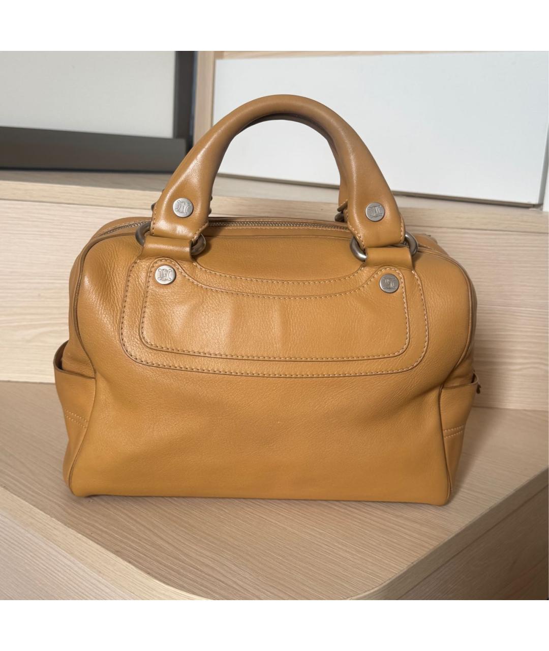 CELINE Желтая сумка с короткими ручками, фото 3