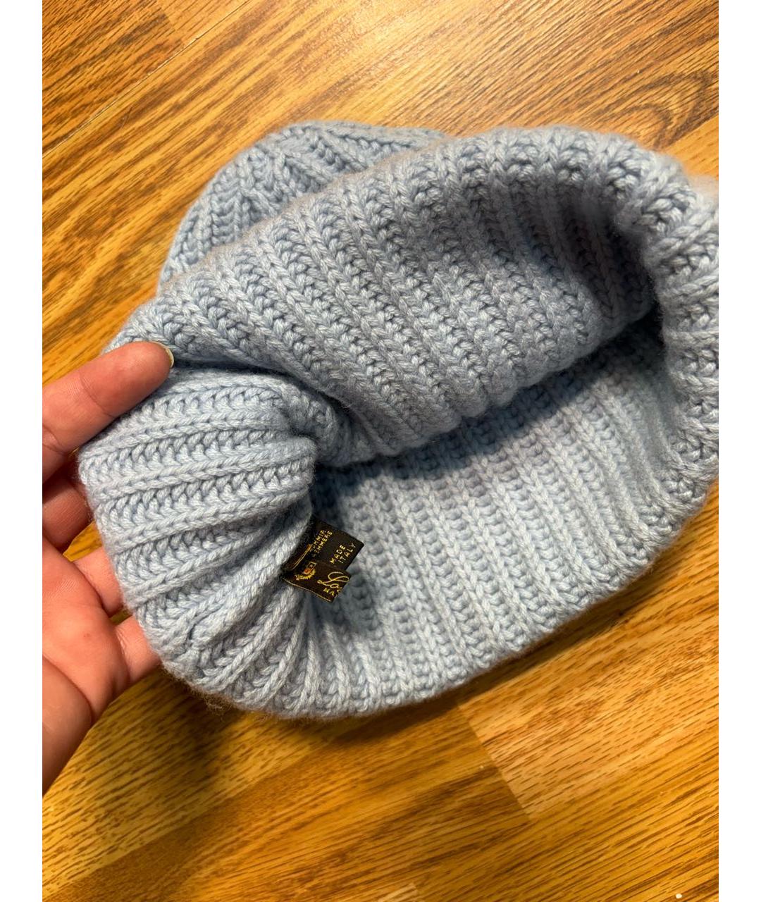 LORO PIANA Синяя кашемировая шапка, фото 3