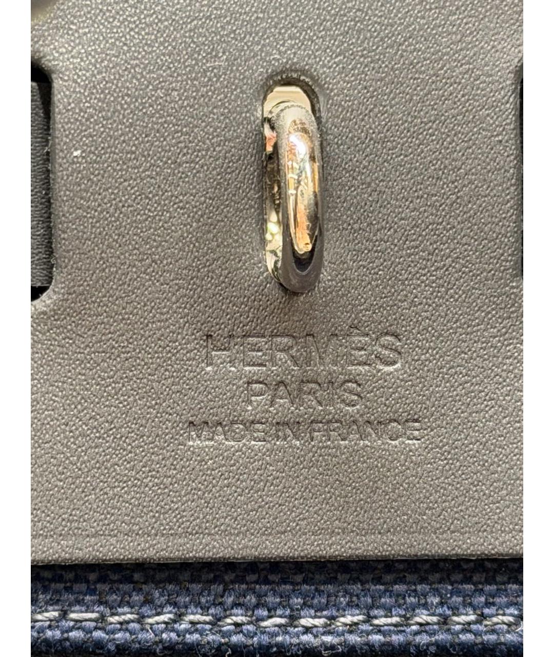 HERMES Темно-синяя кожаная сумка с короткими ручками, фото 8