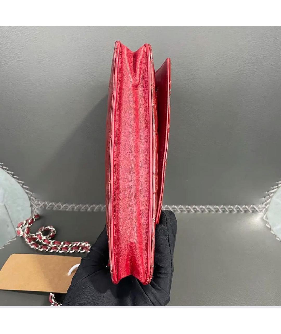 CHANEL Красная кожаная сумка через плечо, фото 4