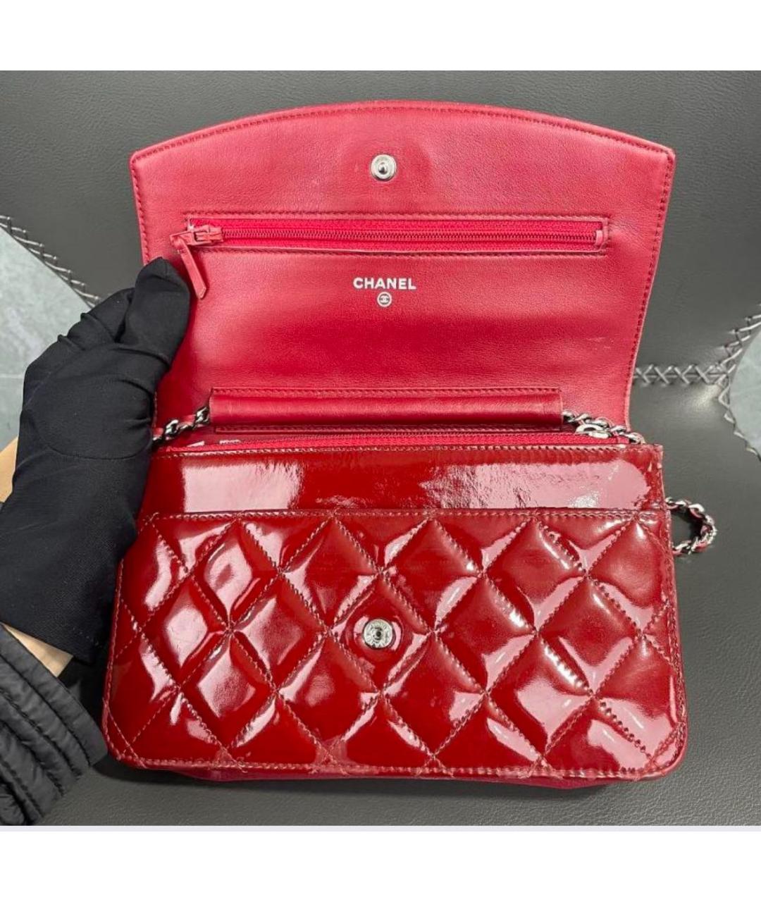 CHANEL Красная кожаная сумка через плечо, фото 8