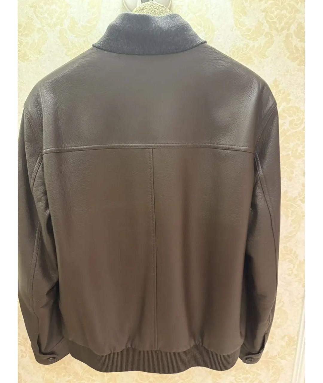 BRIONI Коричневая кожаная куртка, фото 2