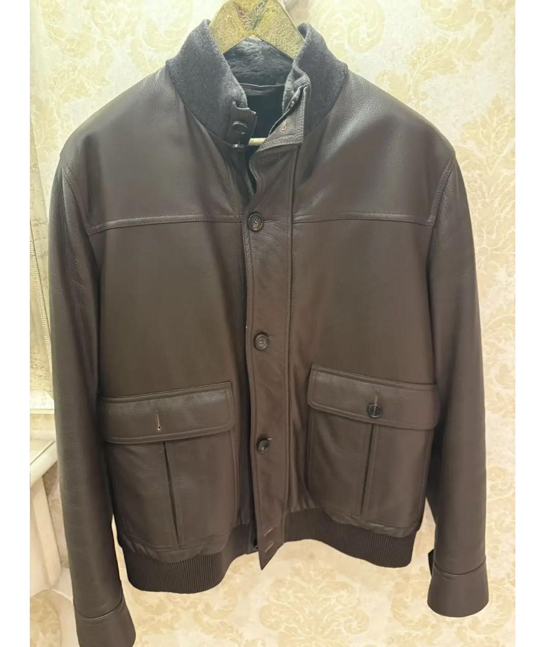 BRIONI Коричневая кожаная куртка, фото 7