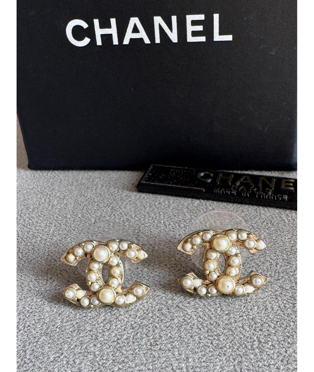 CHANEL Белые серьги, фото 7