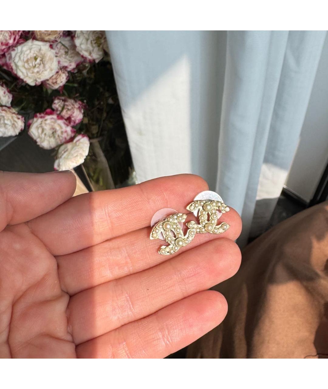 CHANEL Белые серьги, фото 8