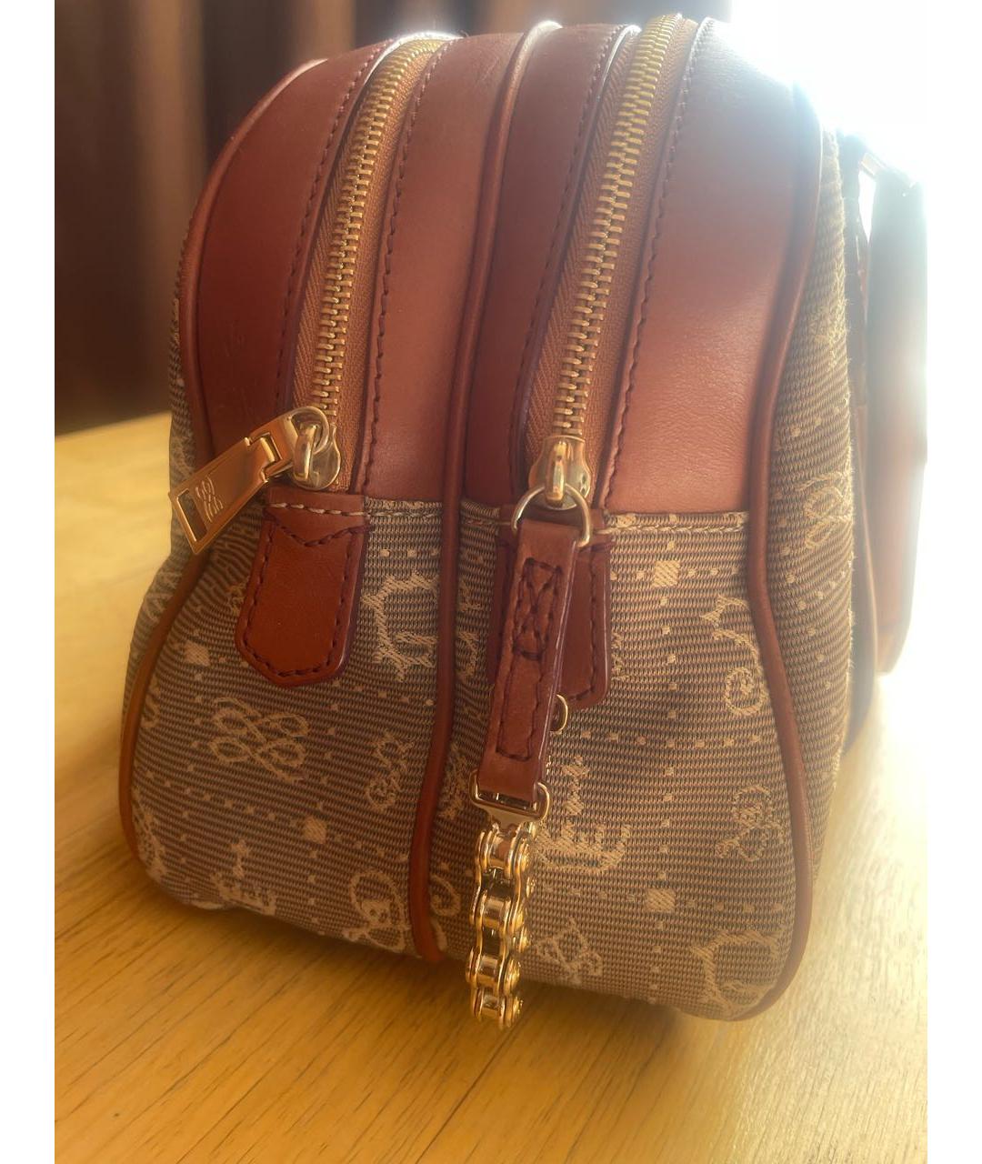 LANCEL Коричневая жаккардовая сумка с короткими ручками, фото 2